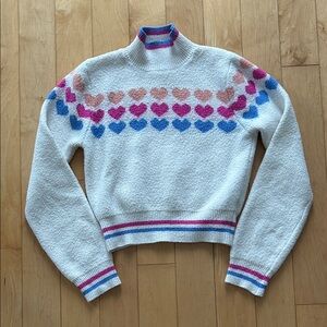 Jessica Simpson Heart Pattern Turtleneck Sweater - Cream, Pink, Blue